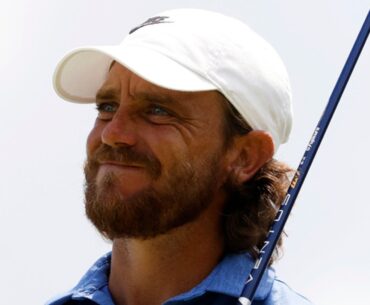 MEMPHIS, TN - AUGUST 08: Tommy Fleetwood of England reacts to his drive on No. 18 during the second round of the FedEx St. Jude Championship, August 8, 2025, at TPC Southward in Memphis, Tennessee. (Photo by Matthew Maxey/Icon Sportswire) (Icon Sportswire via AP Images)