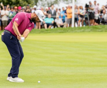 The crowd gathers around to watch Captain Bryson DeChambeau of Crushers GC hit his shot from the 10th tee during the semifinals of LIV Golf Team Championship Michigan at The Cardinal at Saint John’s on Saturday, August 23, 2025 in Plymouth, MIchigan. (Photo by Charles Laberge/LIV Golf)