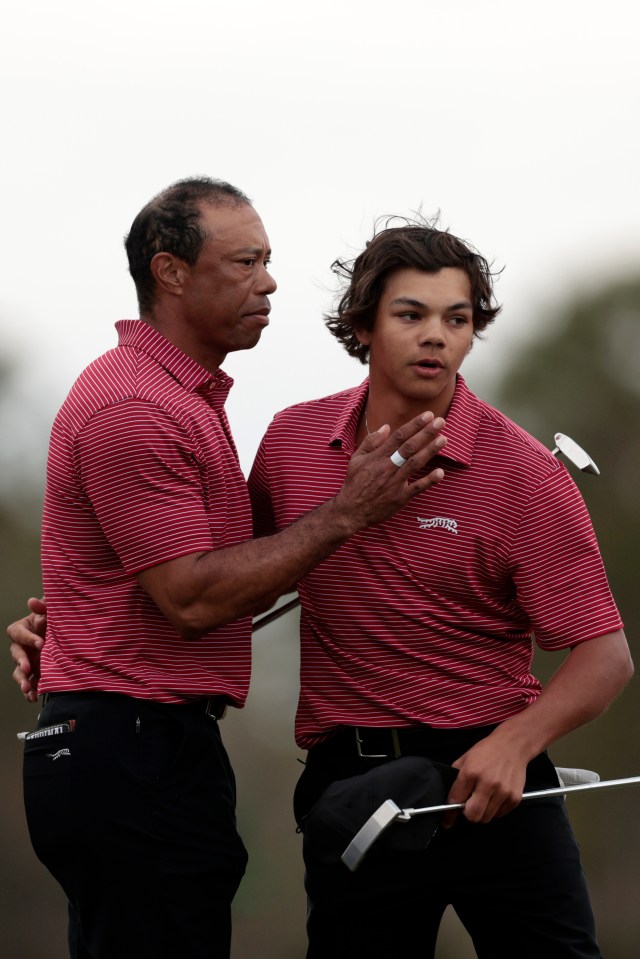 Tiger Woods and his son Charlie Woods at the PNC Championship.