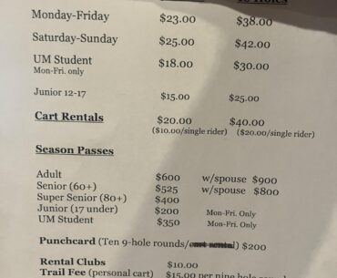 Prices at my local track.