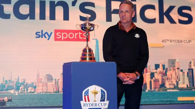 Luke Donald with the Ryder Cup after making his captain's picks
