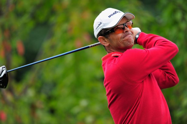 Andrew Coltart of Scotland plays his tee shot on the 18th hole during the second round of the Austrian golf open presented by Botarin at the Diamond country club on September 17, 2010 in Atzenbrugg near Vienna, Austria.