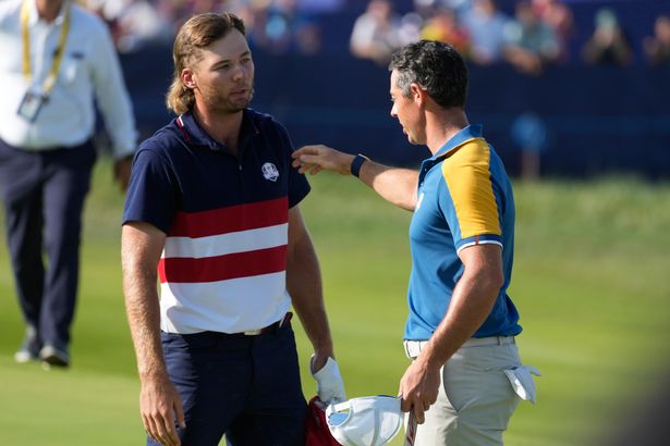 Rory McIlroy after beating Sam Burns at the 2023 Ryder Cup