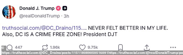 Trump defiantly shot down growing speculation that was brewing over the weekend with a post to his Truth Social