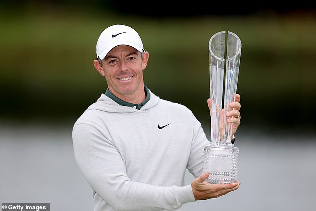 Rory McIlroy poses with the trophy after triumphing at the Irish Open last weekend