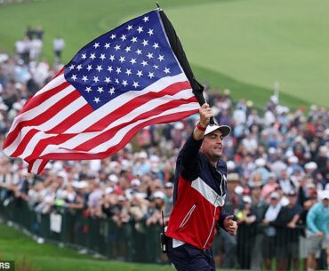 USA captain Keegan Bradley carried the Stars and Stripes up the 18th fairway on Thursday
