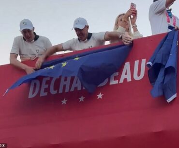 Rory McIlroy took a swipe at Bryson DeChambeau as he covered the American's name with a Europe flag