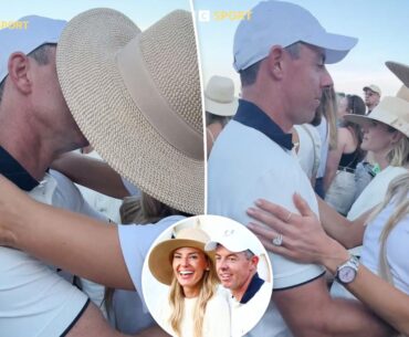 Rory McIlroy kisses wife Erica Stoll after Ryder Cup win -- and addresses 'unacceptable' beer-throwing incident