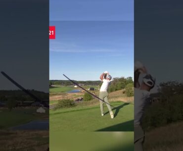 Talk about a gutsy final tee shot 🫣📹
