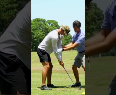 His first time ever hitting a golf ball.
