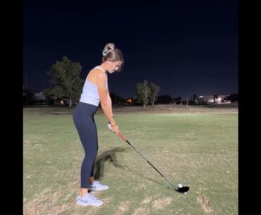 KAI TRUMP HITS GOLF BALLS ON DRIVING RANGE