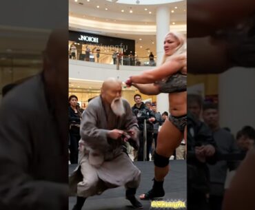 Shaolin Monk Enrages Female Boxer,Don't despise Shaolin legs. #wushufight #kungfu #shaolin