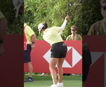 The downswing practice! This is it! She is Auston Kim.