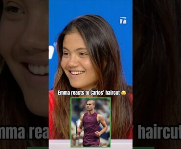 Not the haircut question 😂💇‍♂️ #usopen #emmaraducanu #carlosalcaraz #haircut