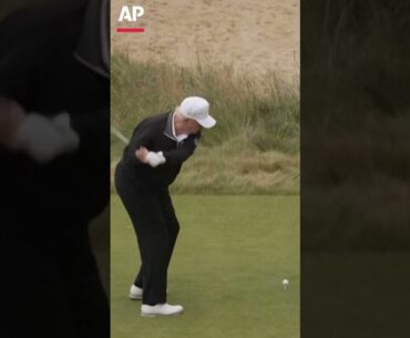 Trump caps his Scottish visit by opening a new golf course