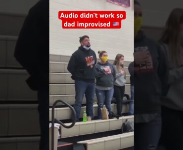 This dad had to sing the National Anthem and he did an amazing job 👏🇺🇸 #shorts