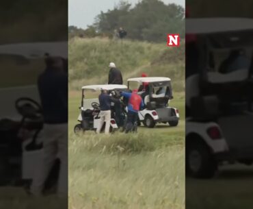 Donald Trump Plays Golf In UK With Security Close By