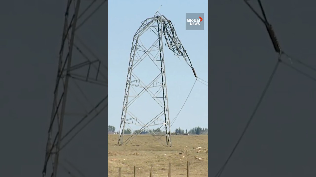 Massive storm snaps power lines, damages homes and cars in southern Alberta - YouTube
