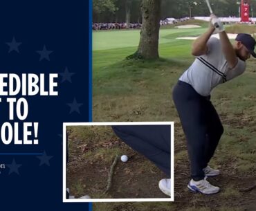 Tyrrell Hatton's Unreal Recovery with Branch in Front of Ball | 2025 Ryder Cup