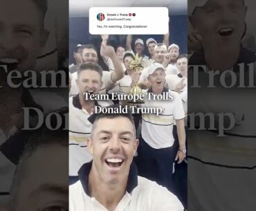 Team Europe with a message to Donald Trump after their Ryder Cup win. 😂