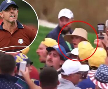 Fan THROWS beer at Rory McIlroy’s wife at Ryder Cup