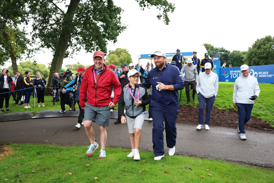 Dáire Coyle with golfer Shane Lowry before the Amgen Irish Open 2025 at The K Club. Photo: Getty