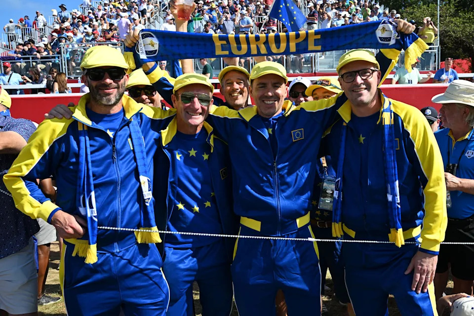 European fans on the final day of competition for the 2025 Ryder Cup at Bethpage Black.