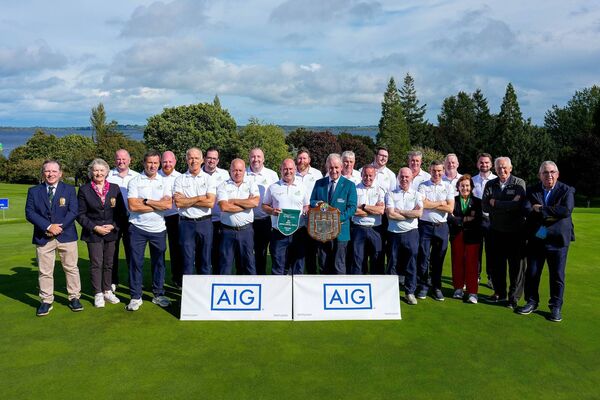 The Claremorris team pictured after their win against Cushendall at Saturday's AIG All-Ireland Inter-Club Finals which were held in Athlone Golf Club. Claremorris won the Pierce Purcell Shield.	Picture: INPHO/James Lawlor