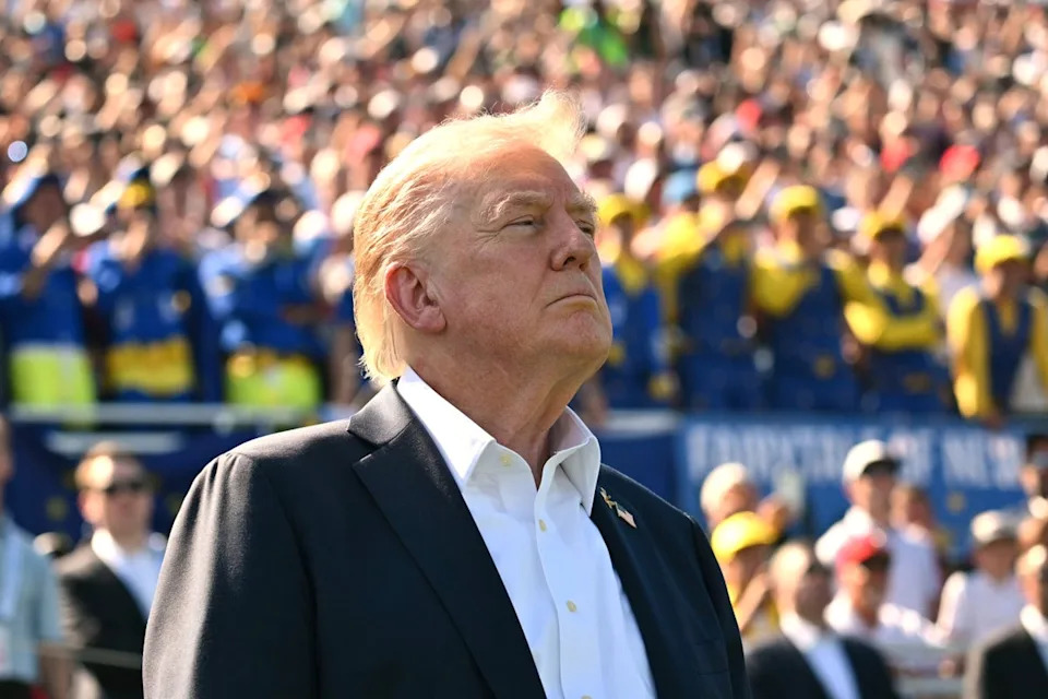 Trump appeared at the Ryder Cup on Friday (AFP or licensors)