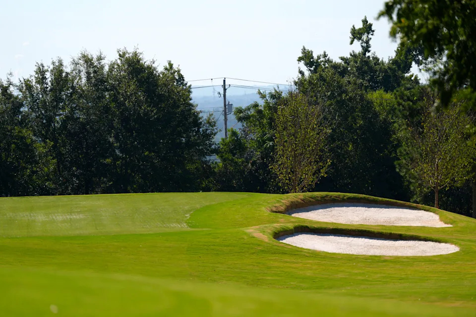 Sept 3, 2025; Augusta, Georgia, USA; Two bunkers off four green during the media visit to The Patch. The project is on track to open in the spring of 2026. Mandatory Credit: Katie Goodale - Augusta Chronicle/USA TODAY NETWORK