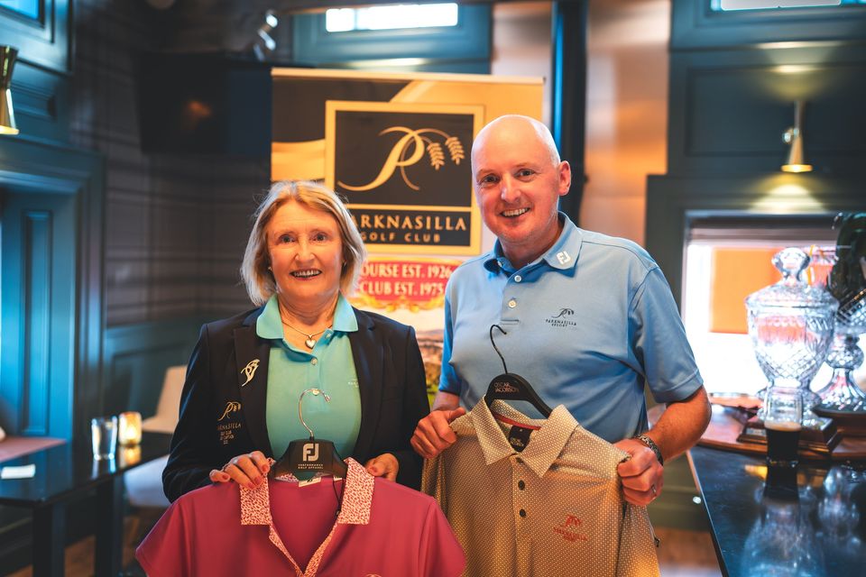 Parknasilla Golf Club Captain Fergal Harrington and Lady Captain Mary Gleeson, who teamed up with Mary T O’Sullivan to win third place in the Cearbhall Ó’Dálaigh Classic.