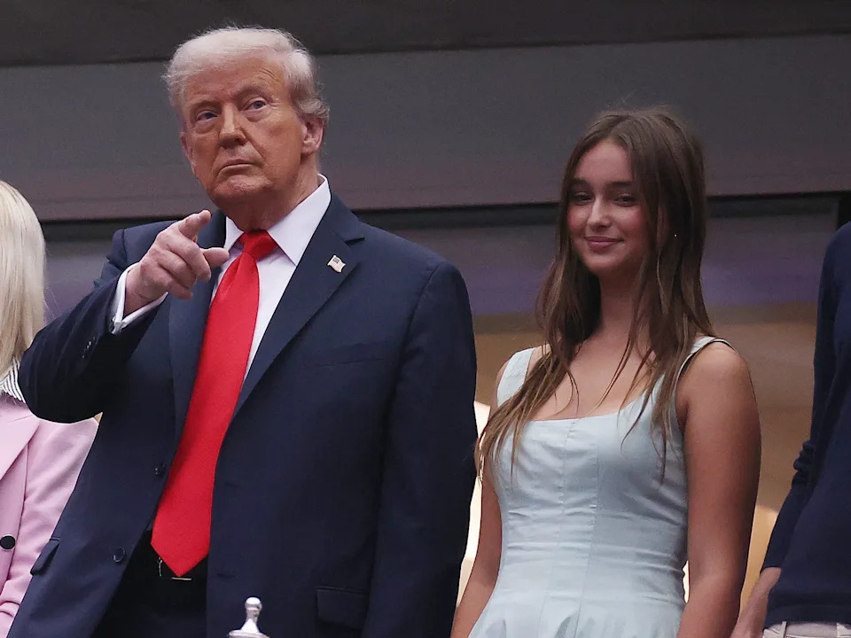 donald trump with his granddaughter arabella and his son-in-law jared kushner