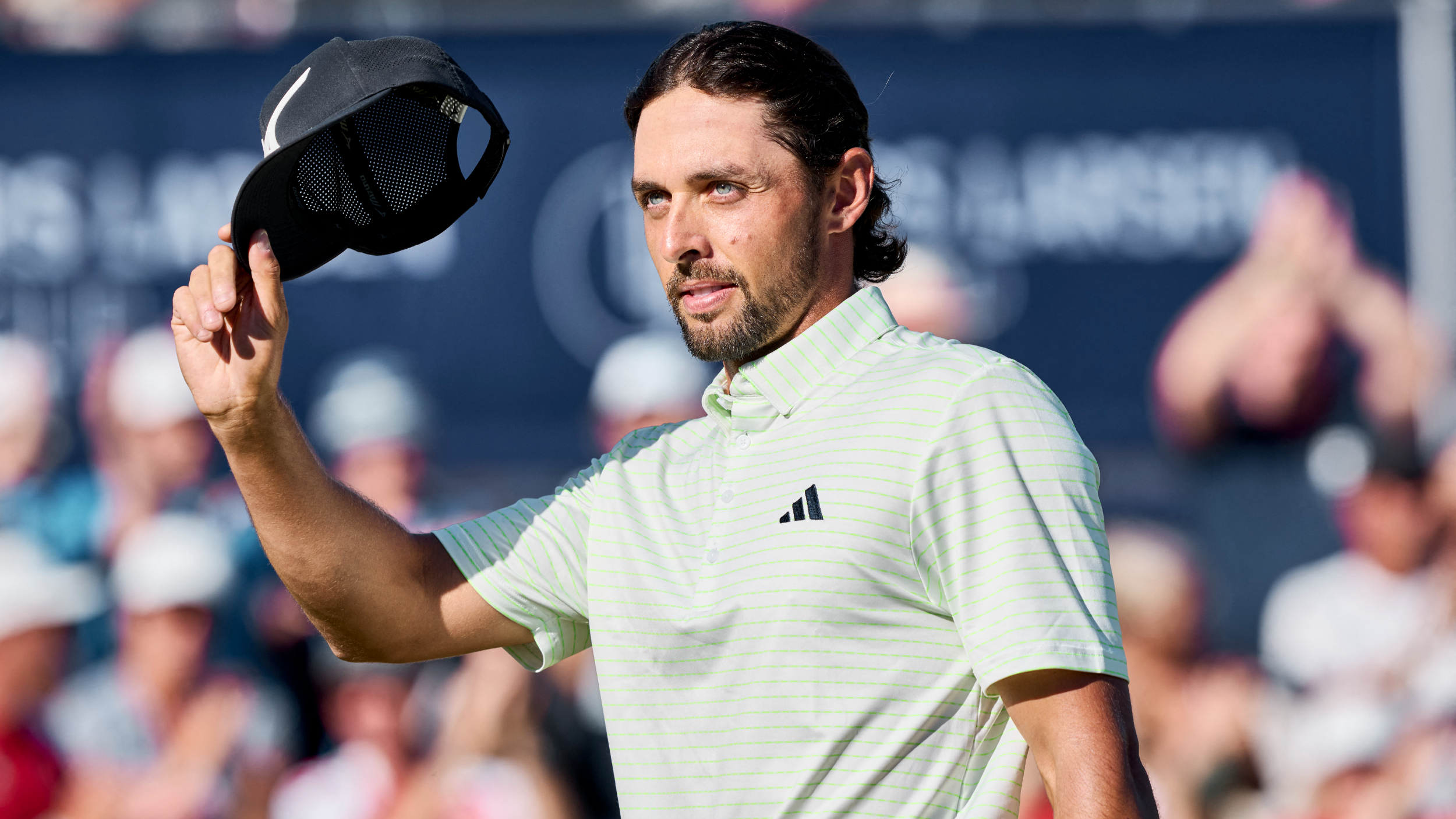 Marco Penge acknowledges fans at the Danish Golf Championship