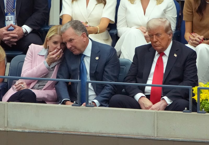 Donald Trump was met with booing from the audience when he attended the US Open men’s singles final between Carlos Alcaraz and Jannik Sinner. Photograph: Kevin Dietsch/ Getty Images