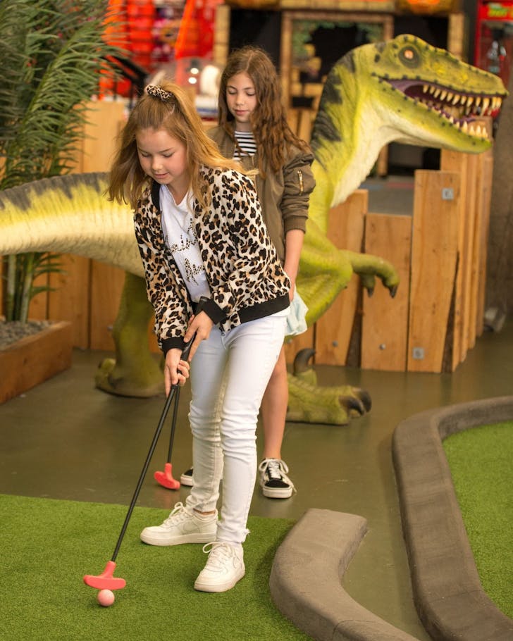 Golf amongst dinosaurs at Jurassic Park Mini Putt Golf, one of the best mini-golf course in Auckland. 