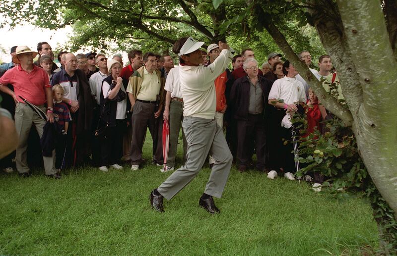 Seve Ballesteros takes a shot at the 1999 Irish Open in Druids Glen, Co Wicklow. Photograph: Andrew Paton/Inpho