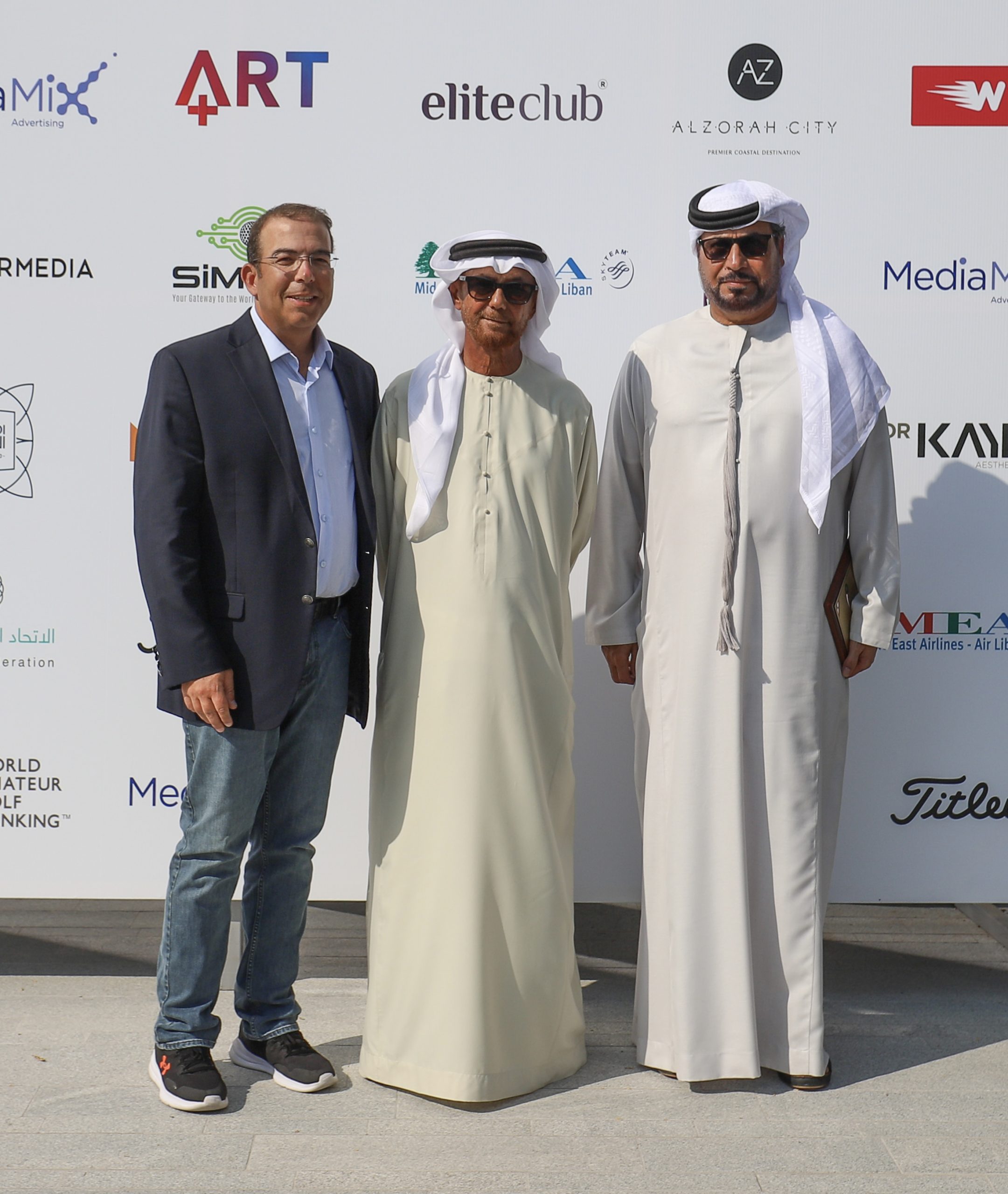 (R-L) President of the Lebanese Golf Federation Karim Salaam - EGF Chairman His Excellency Shaikh Fahim Bin Sultan Al Qasimi - Vice Chairman General Abdullah Alhashmi