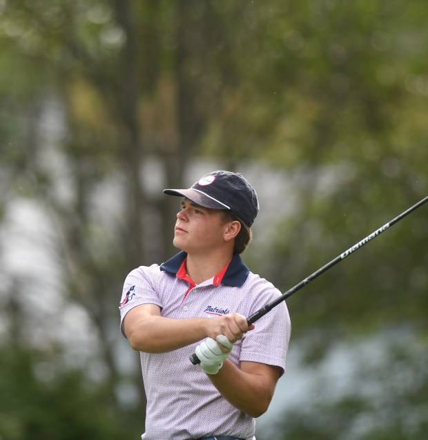 Pittston Area’s Pat Ruane drives at Fox Hill Country Club...