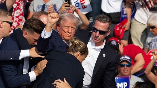 Donald Trump was hit in the ear in an apparent assassination bid at a campaign rally in Butler, Pennsylvania, in last July. (AFP)