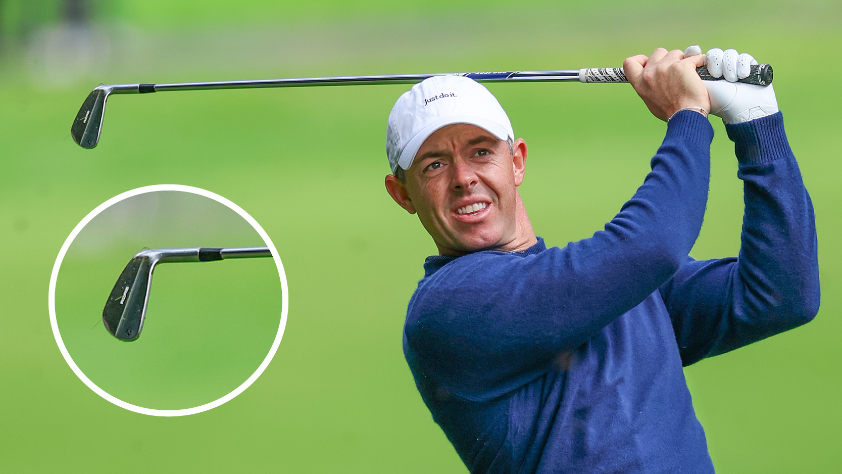 Rory McIlroy hits an iron off the tee