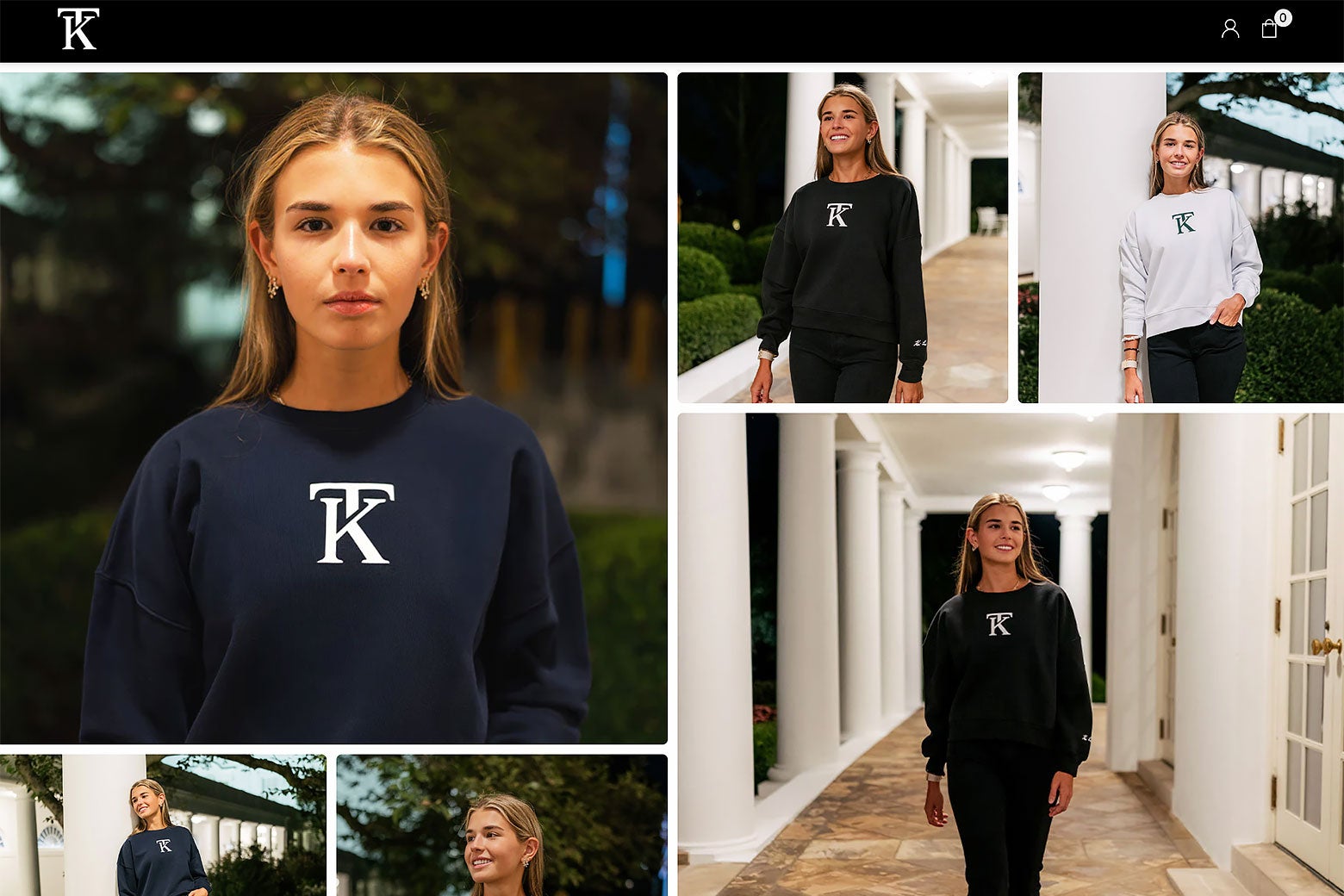 Kai Trump at various locations on the White House lawn modeling a sweatshirt.