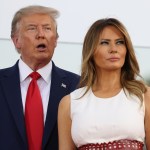 President Donald Trump and first Lady Melania Trump participate in an event on the South Lawn of the White House on July 04, 2020 in Washington, DC. President Trump is hosting a "Salute to America" celebration that includes flyovers by military aircraft and a large fireworks display.