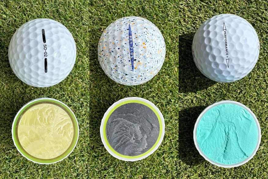 Seed, Vice, and Kirkland golf ball cut throughs