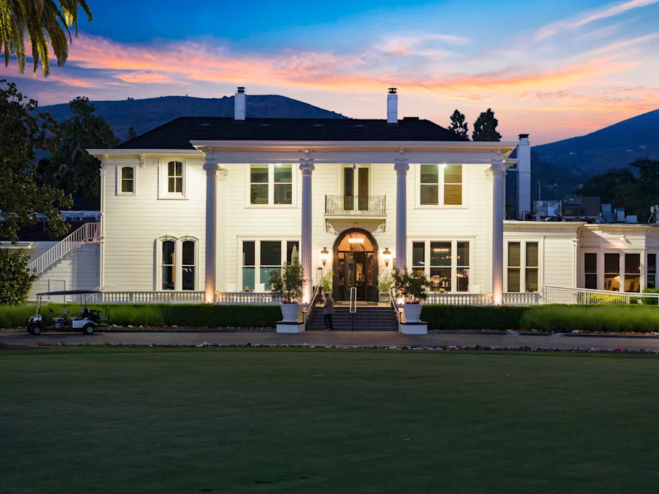 The white Mansion, which dates to 1870 and overlooks Milliken Creek, is the hub of Silverado Resort and features a lounge and restaurant inside.