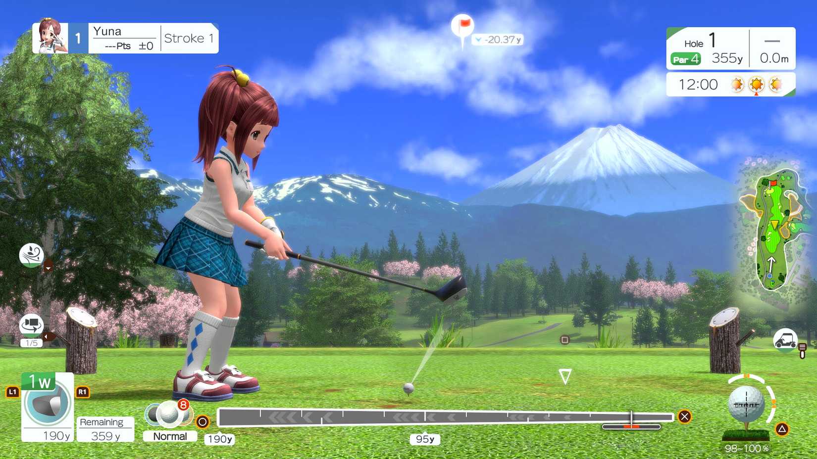 Yuina tees off in Everybody's Golf: hot Shots.