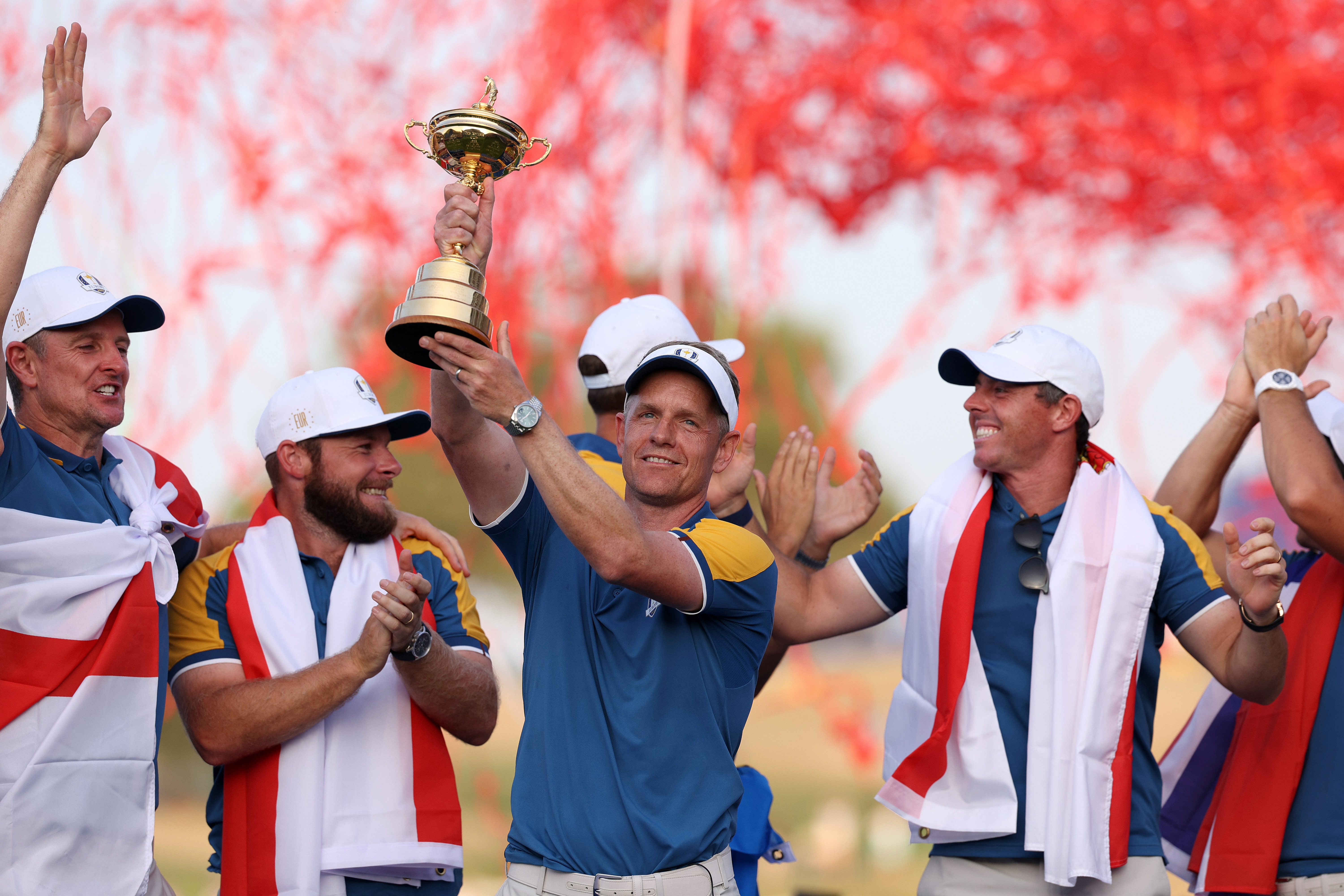 Luke Donald holds the Ryder Cup in 2023