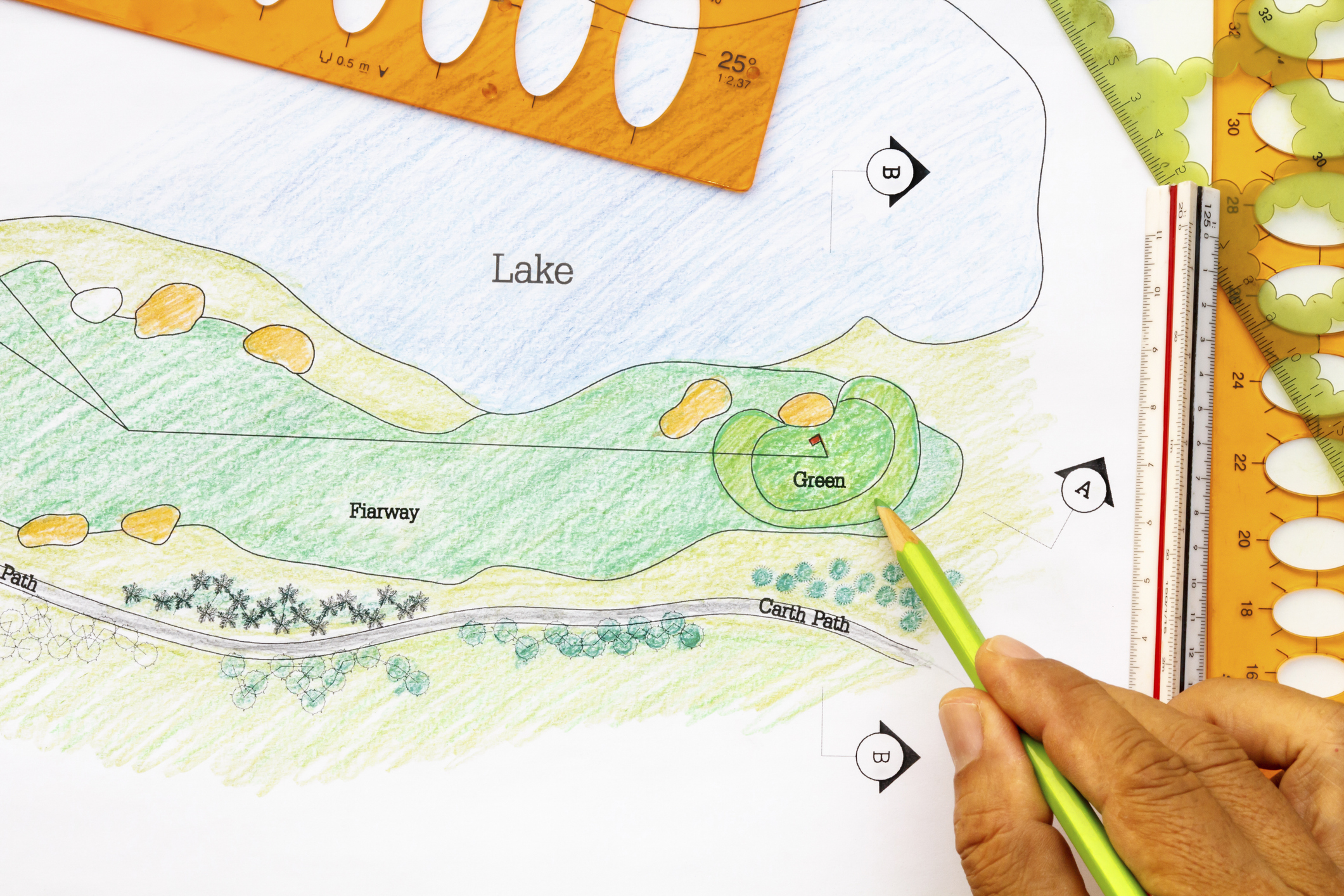 Landscape architect design golf course plan.