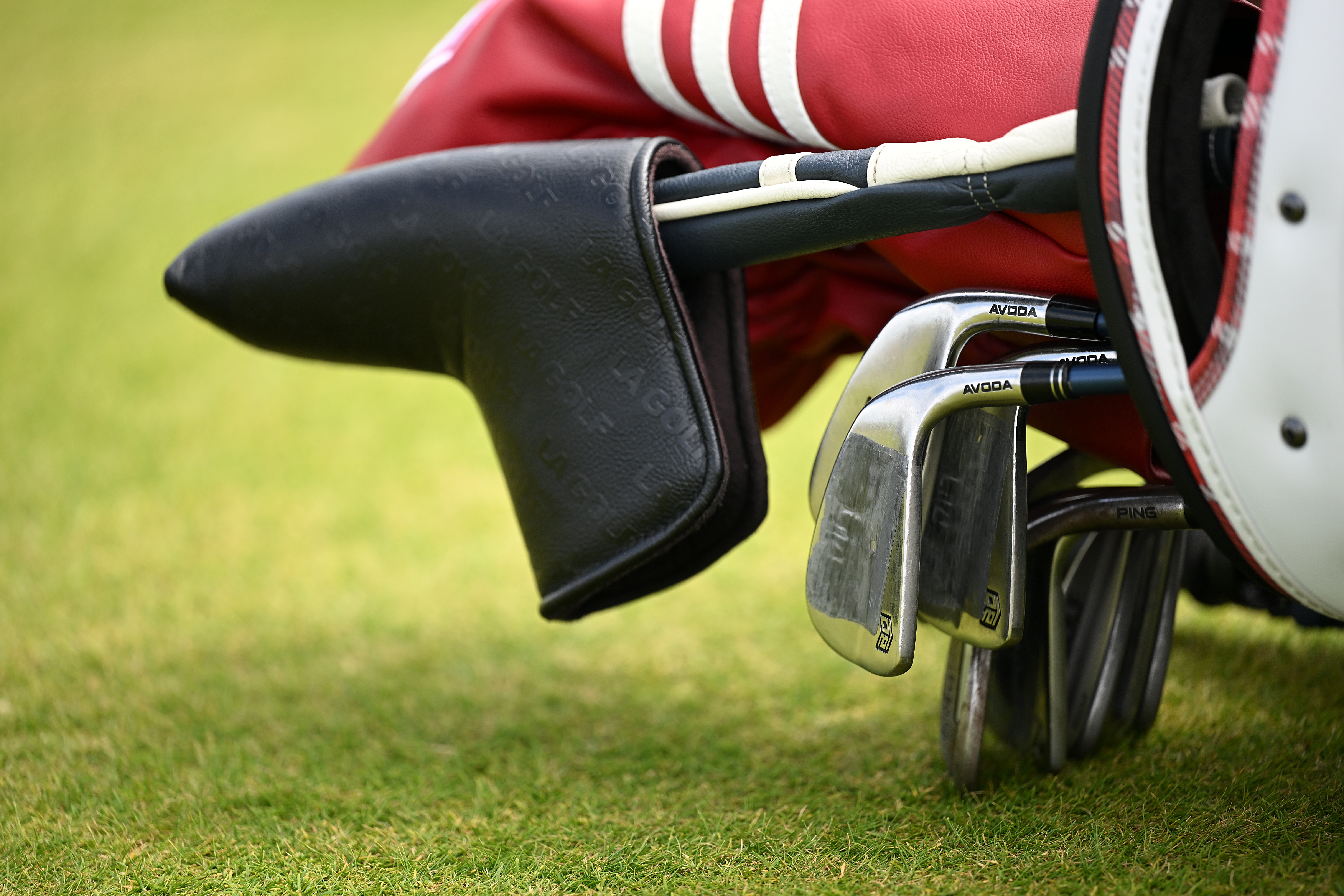 A close up of Bryson DeChambeau's golf bag
