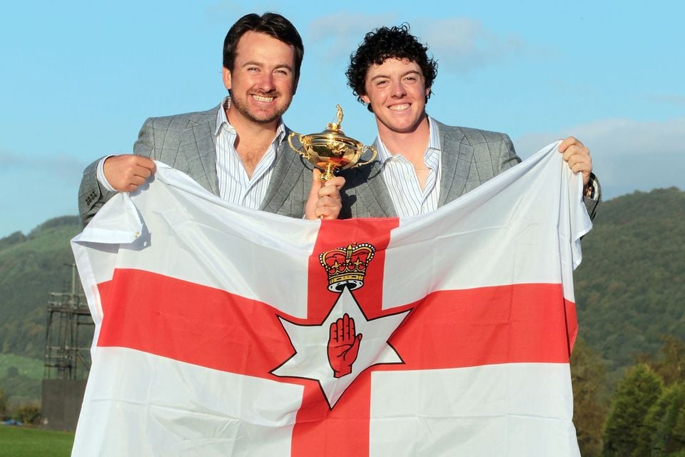 Graeme McDowell and Rory McIlroy with the Ryder Cup in 2010