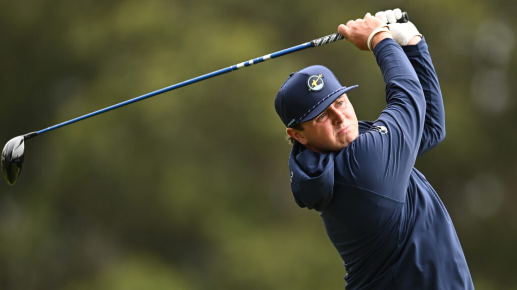 Jase Summy holds his finish on a drive